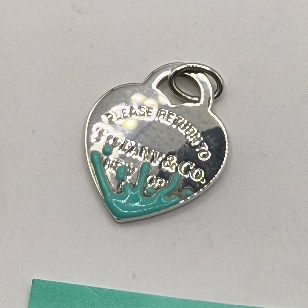 Tiffany&Co. Large Blue Splash Heart Tag charm-NEW!